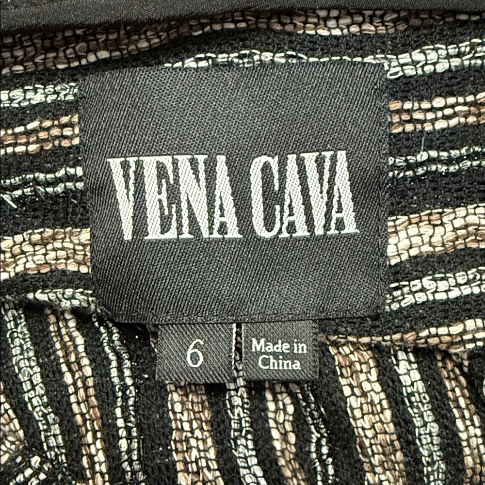 Vena Cava Women’s Black Striped Boho Baja Hooded Pullover V-Neck Sweater Size 6 - Picture 3 of 8